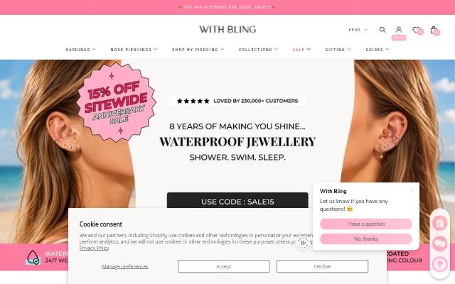 With Bling storefront