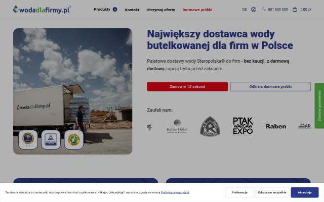 Woda dla firmy storefront