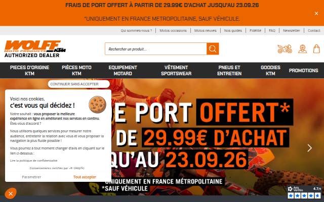 Wolff KTM, votre Boutique KTM en ligne storefront