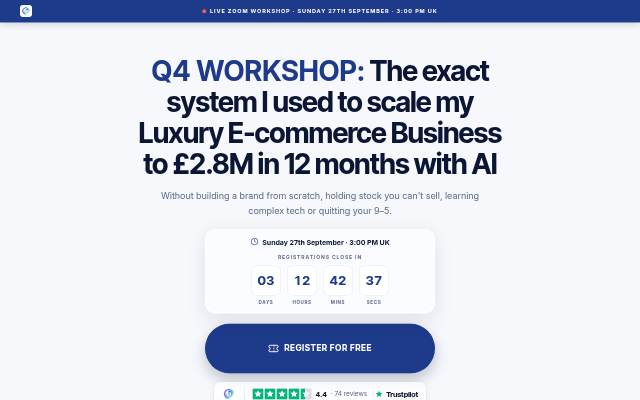 Escaparate de Free Live Ecommerce Workshop