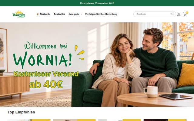Startseite von wornia