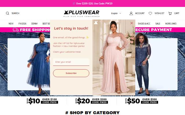 Xpluswear storefront