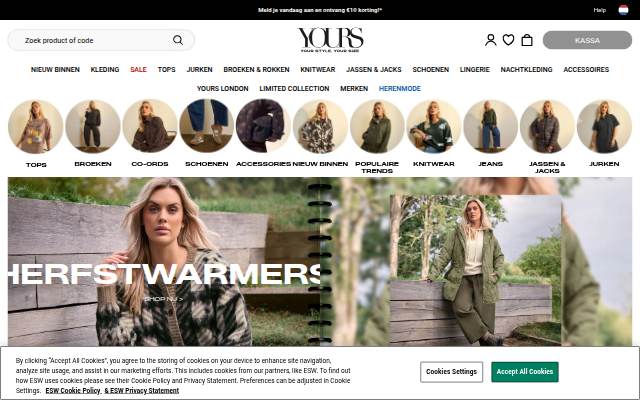 Startseite von yoursclothing.nl