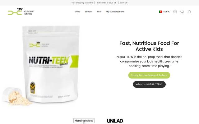 Startseite von Youth Sport Nutrition