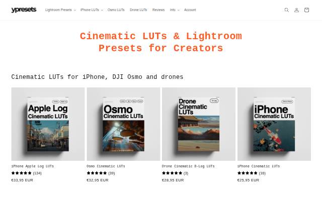 Yantastic Presets &amp; LUTs storefront