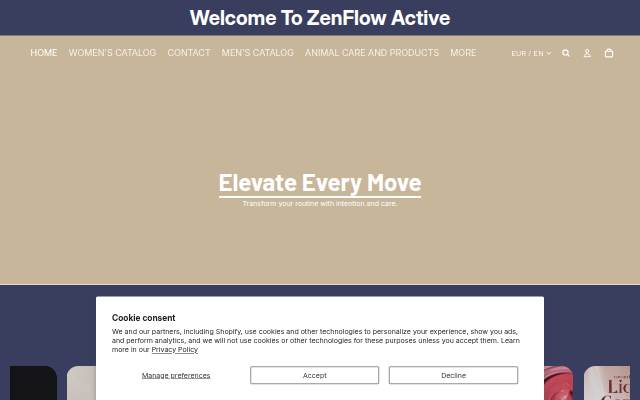 Zenflow Active storefront