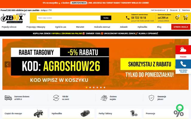 Części i artykuły rolnicze storefront