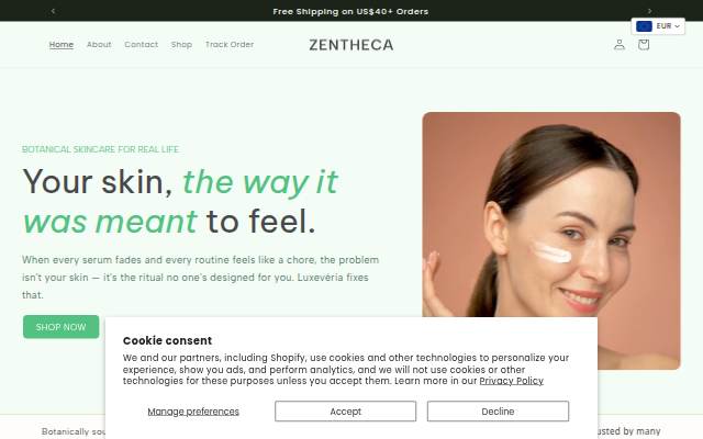 Zentheca storefront