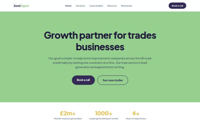 Vitrine de Zenti Digital — Growth Partner for Trades Businesses