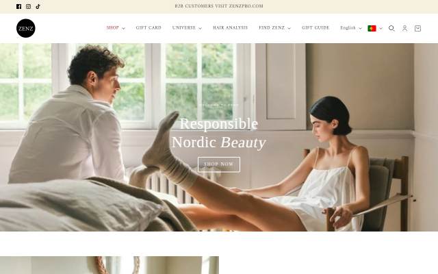 Startseite von ZENZ Organic Products (COM)