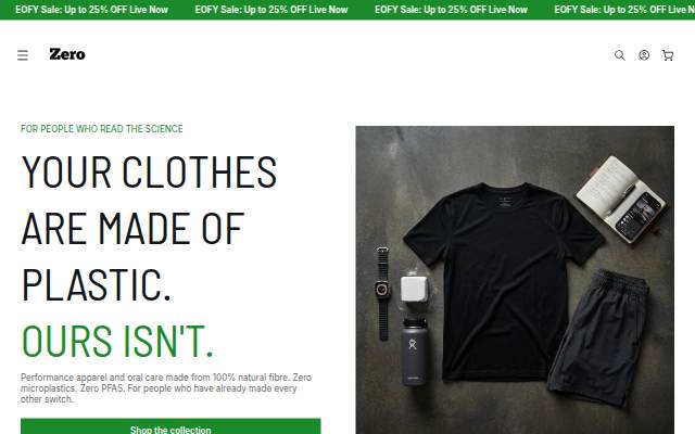 Zero Plastic Performance storefront