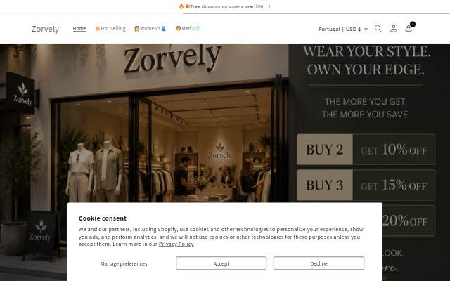 Zorvely storefront