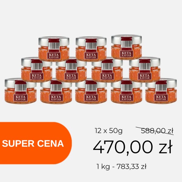Kawior z łososia keta, 12 x 50g