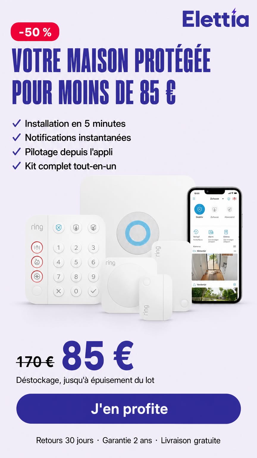 Alarme complète, moitié prix