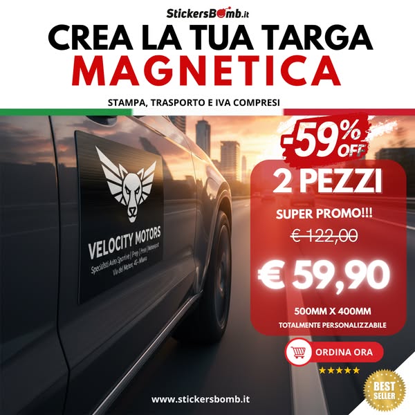 59% sulle Targhe Magnetiche Personalizzate