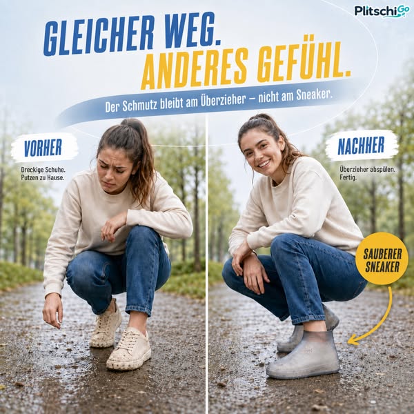 PlitschiGo Trockene Sneaker. Sauber unterwegs.