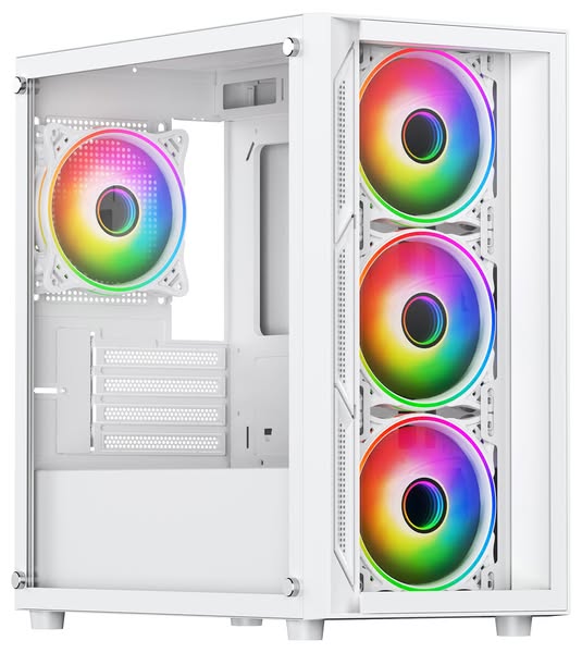 Vida Lucid Micro ATX / Mini ITX aRGB Gaming Case, White