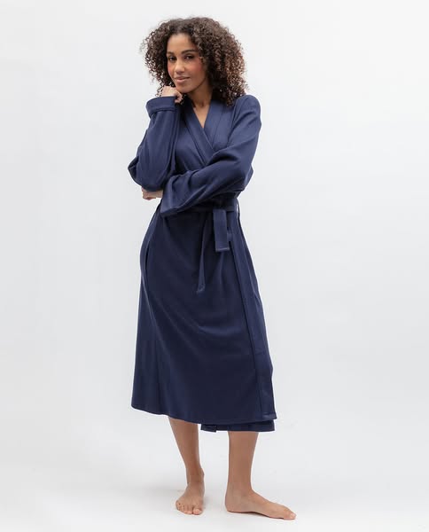 Celestial Nights Womens Ribbed Jersey Long Dressing Gown - 12
