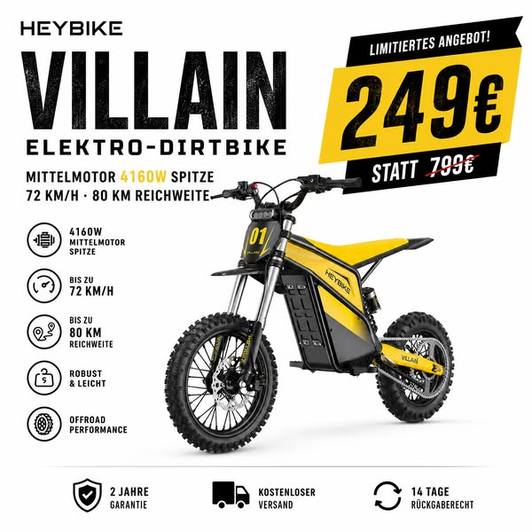 Heybike Villain für 249 € – endet in 24 Std.