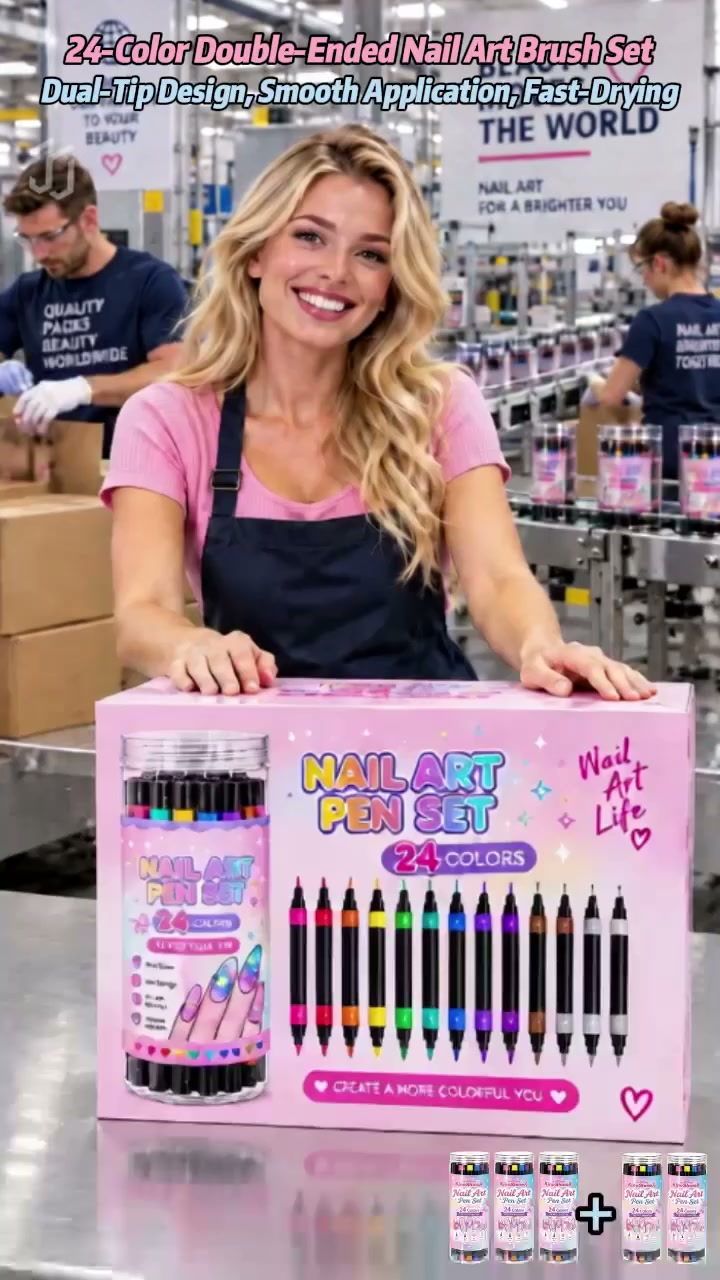 LAST DAY-50% OFF24 Colors Dual Ended Nail Art Pens Set