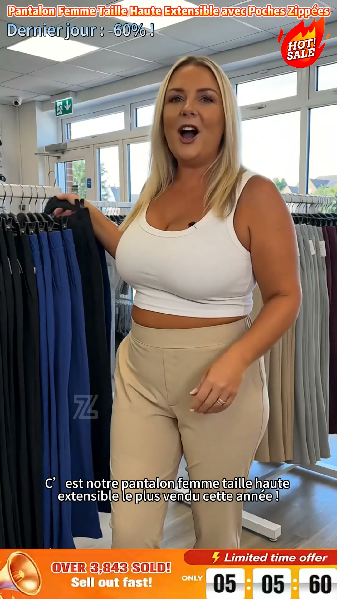 Pantalon pour femme avec poches zippées