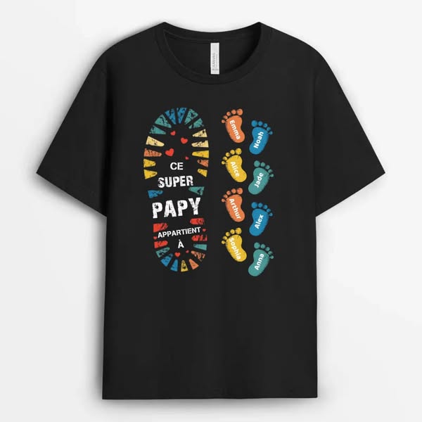 Ce papa génial appartient à - Cadeau Personnalisé | T-shirt pour Papa et Papy