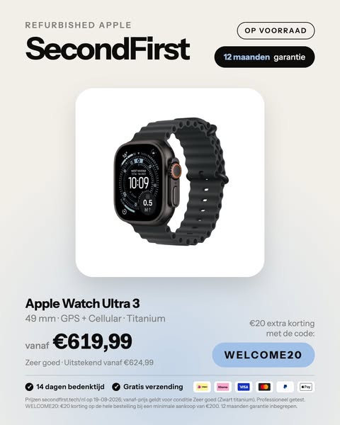 Apple Watch Ultra 3 vanaf €619,99
