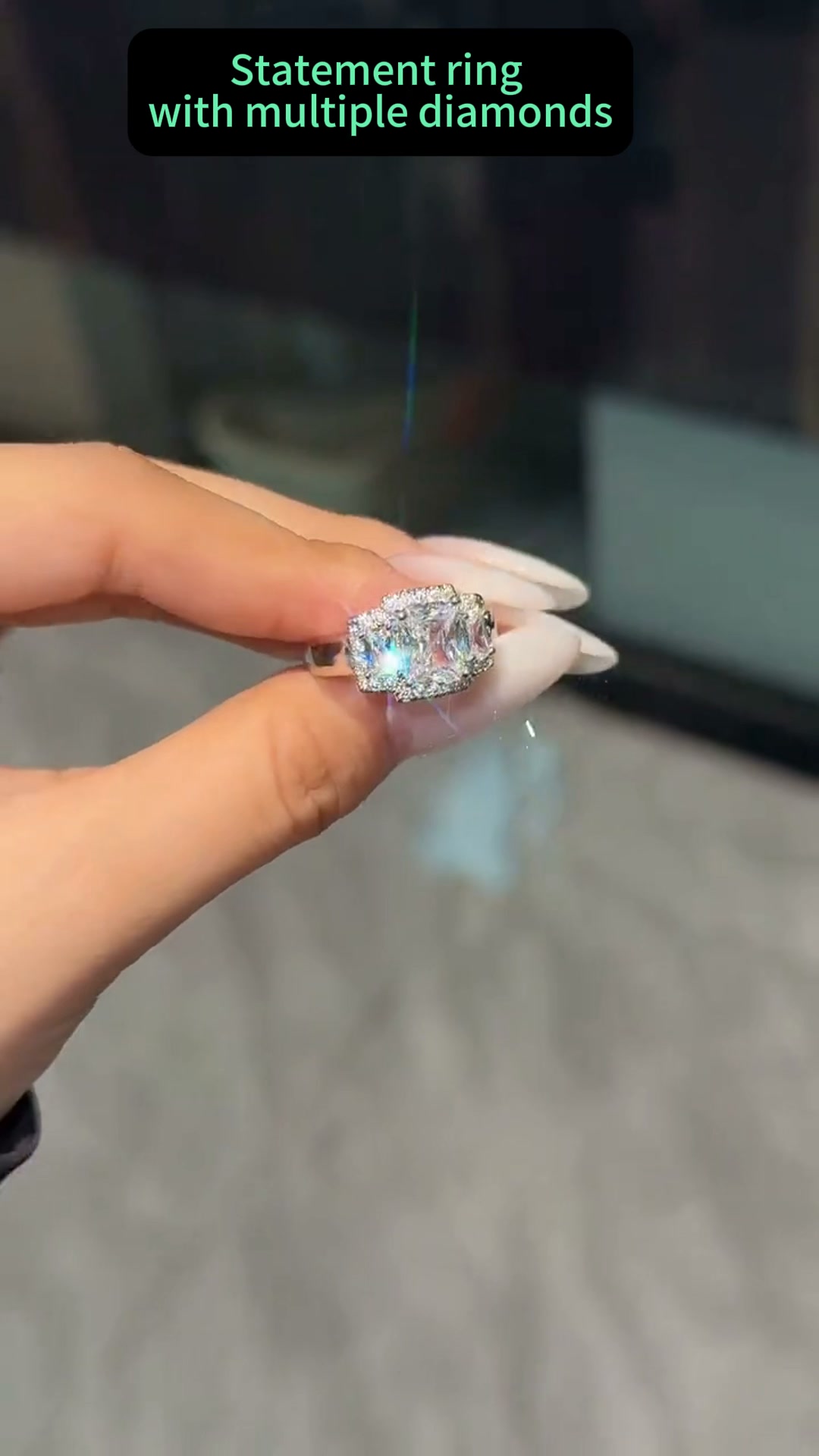 Art Deco Square Sparkle Ring