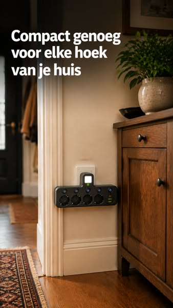 PlugMaster Connect – Stekkerdoos met USB & USB-C + Nachtlampje