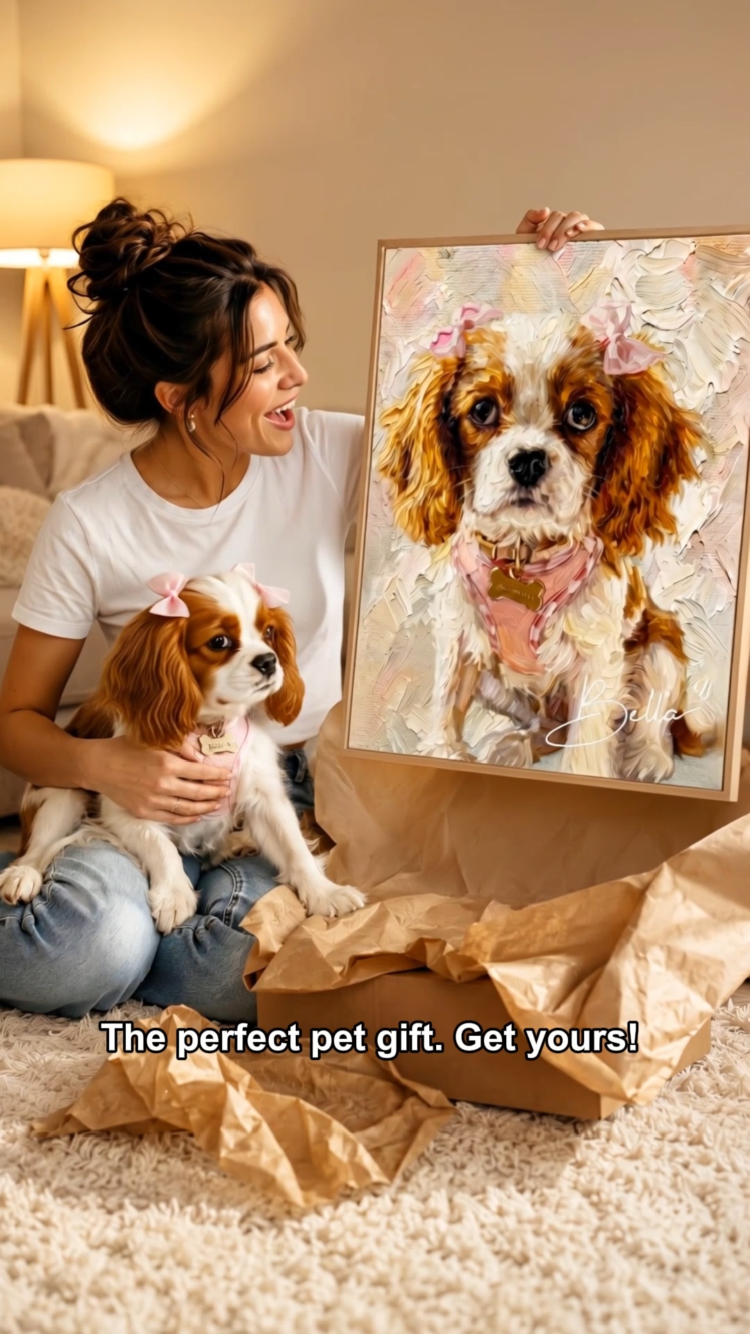 Personalized Modern Painting Texture Style Pet Photo Canvas Prints with Name Warm Minimalist Home Decor Ship from USA Birthday Gift for Pet