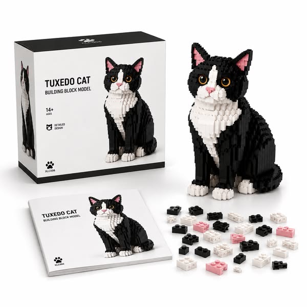 Tuxedo Cat Building Blocks Set