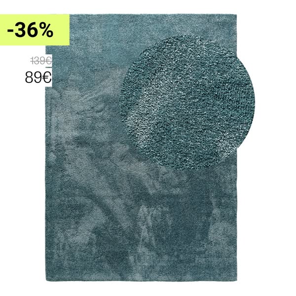 Tapis shaggy lavable Melvin Turquoise