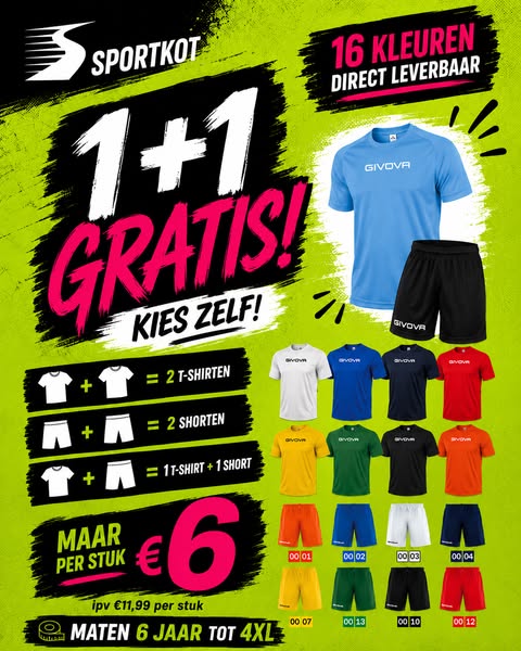 1 + 1 Gratis T-shirt en short