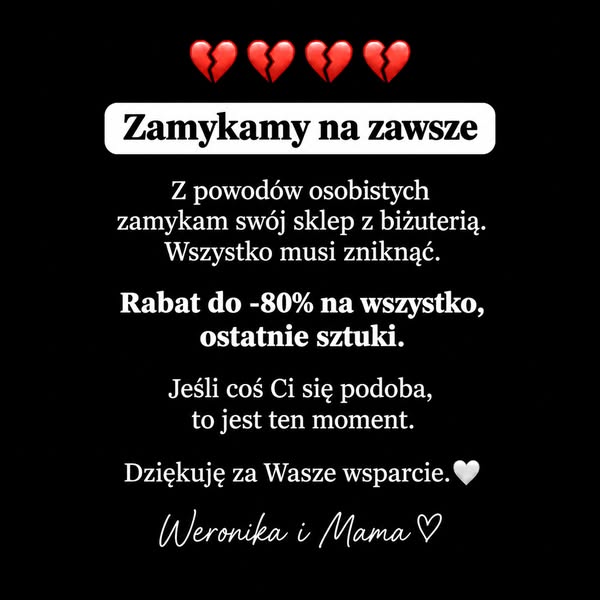 Do −80% + darmowa dostawa. Zamykamy się