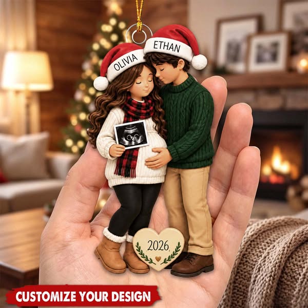 Personalized Pregnancy Christmas Ornament, Expecting Parents Gift