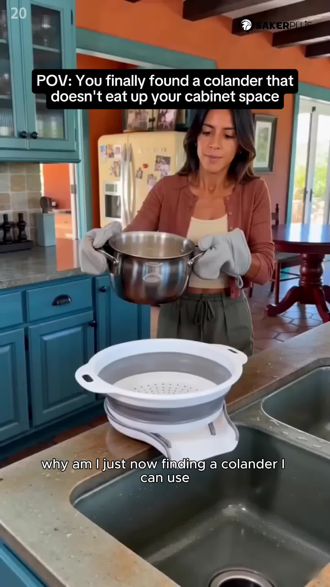 Sakerplus Collapsible Silicone Kitchen Strainer Set