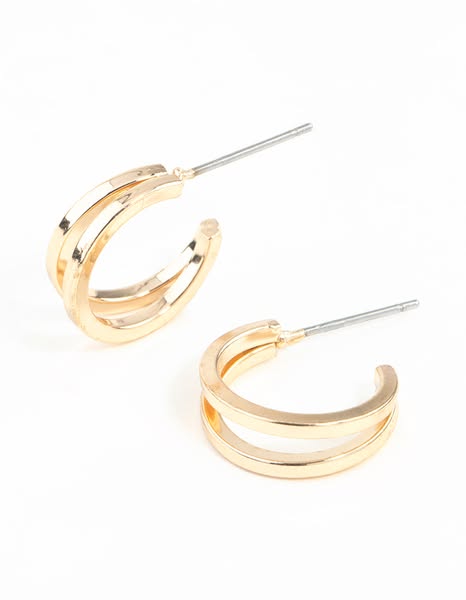 Gold Double Hoop Earrings - €3
