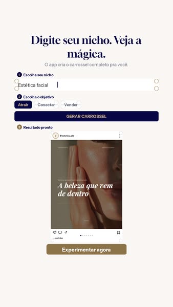 Conteúdo pronto em 30s.