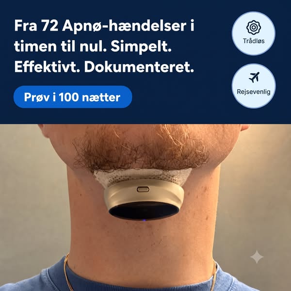 Fra 72 apnøhændelser til nul. Enkelt Prøv den i 100 nætter — risikofrit