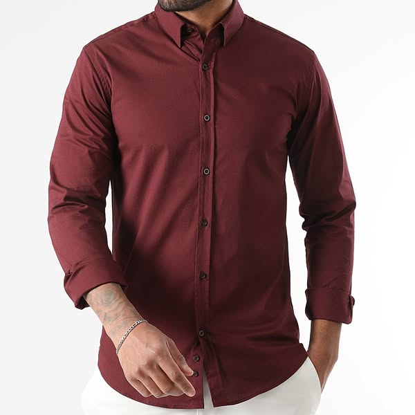 LBO - Camicia a maniche lunghe Slim Fit 401 Bordeaux