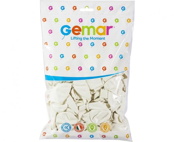 Balony Lateksowe Pastelowe Białe Gemar 5" - 13 cm /100 szt.
