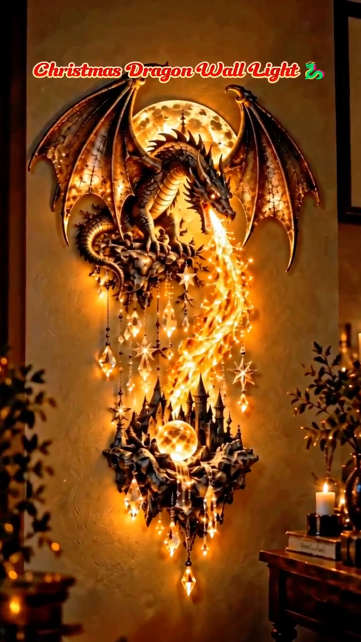 Last Day 49% OFF – Dragonfire Moonlight Wall Lamp | Enchanted Fantasy Castle Decor