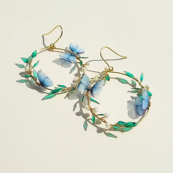 Blue Butterfly Hoops