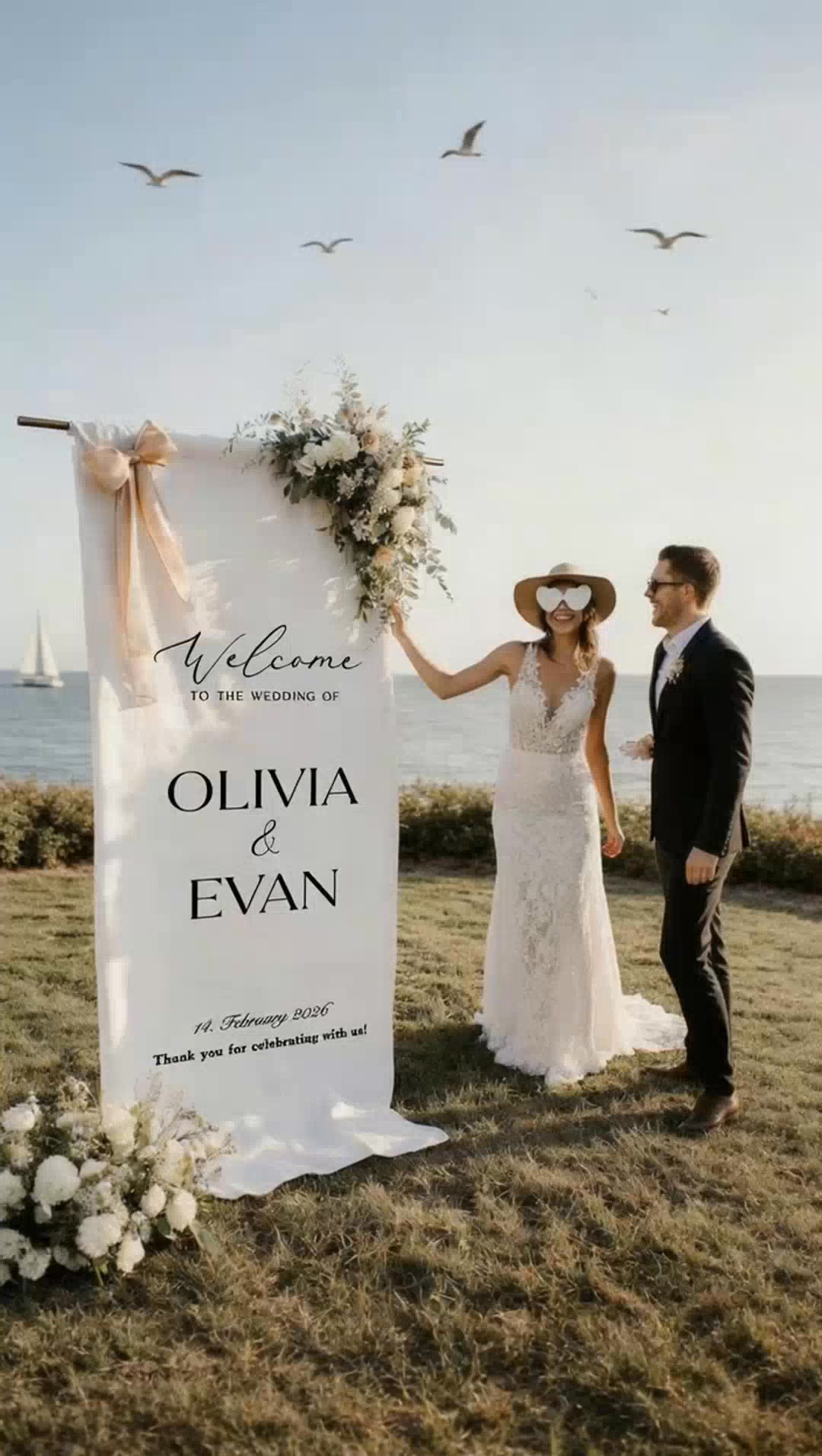 Custom Wedding Welcome Sign | Personalized Fabric Banner