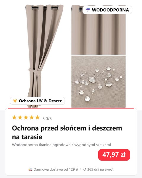Zasłona Ogrodowa Wodoodporna Rune C02