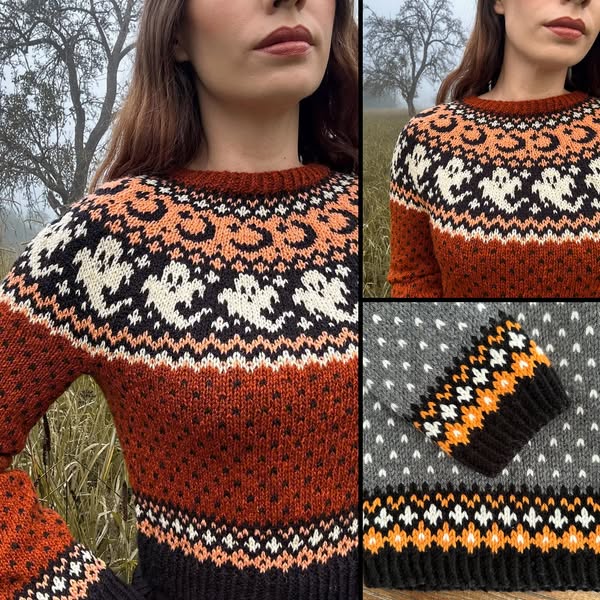 Lunar Spirit Halloween Pullover Knitting Pattern