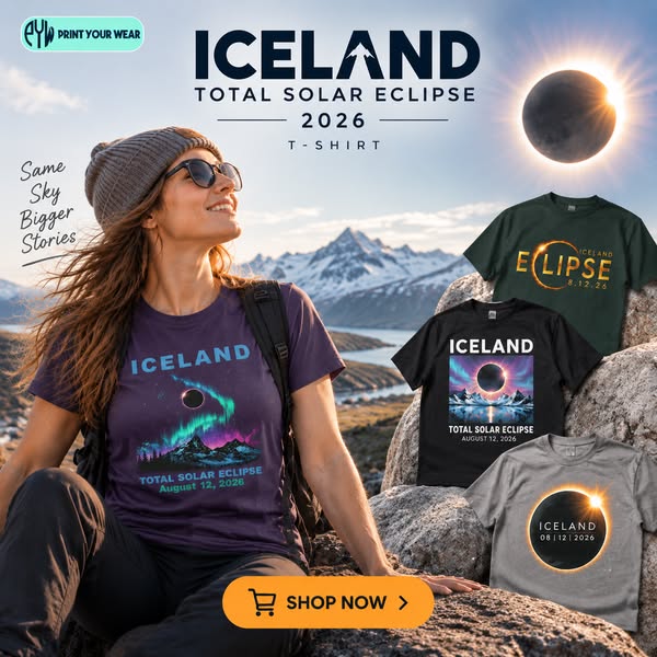 Iceland Total Solar Eclipse 2026 T Shirt