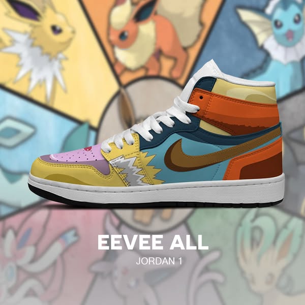 Premium Eevee Evolution AJ1 Embossed Logo Sneakers