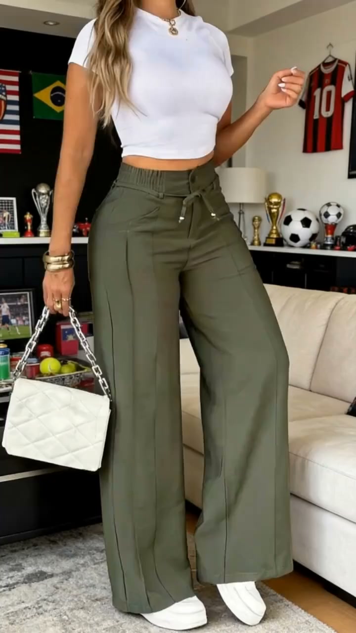 Last Day Sale Only ￡15.99!!Women's High-Waisted Straight Leg Trousers – Front seam & elastic back – Versatile, comfortable & perfect fo