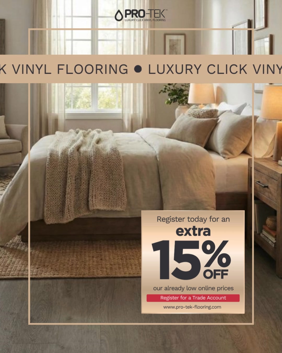 Anúncio de Pro-Tek Luxury Click Vinyl Flooring